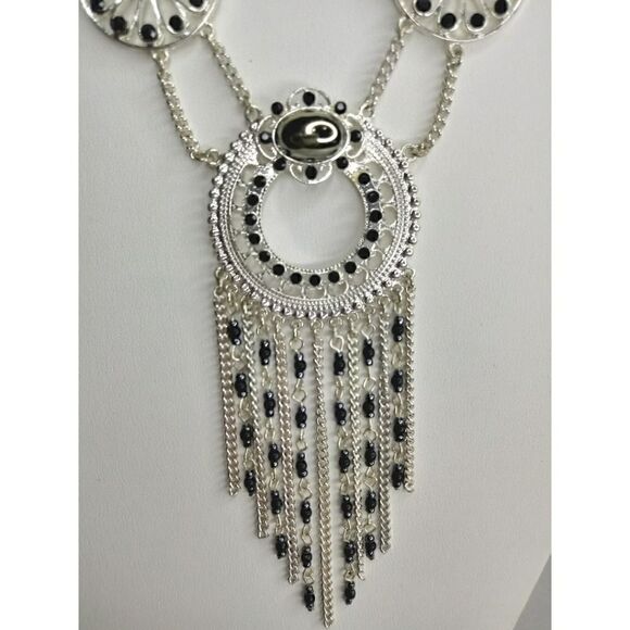 Native American Style Silvertone Necklace - Picture 4 of 5